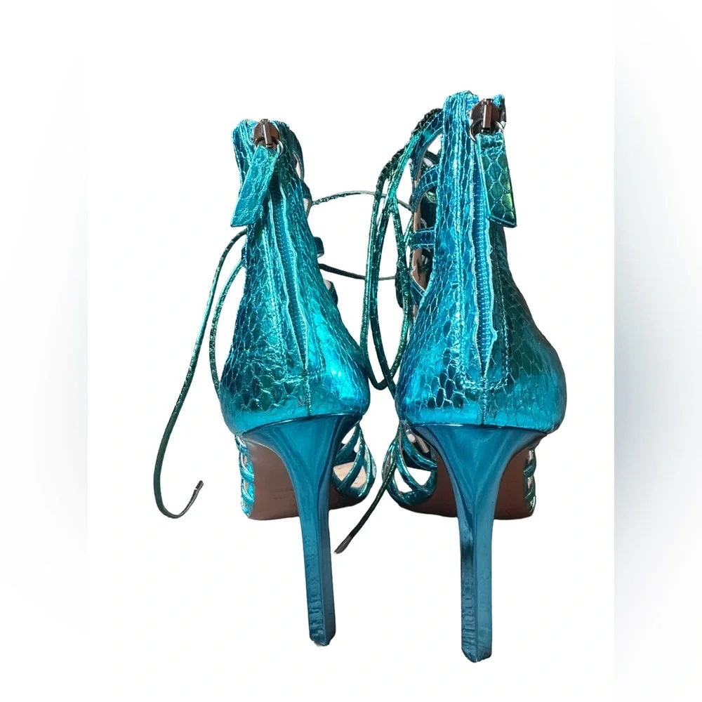 Roberto Cavalli Leather Gladiator Cage Heel Stiletto Size 40/US 9.5-10 - Picture 3 of 9